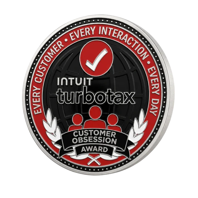 Intuit TurboTax customer obsession award coin
